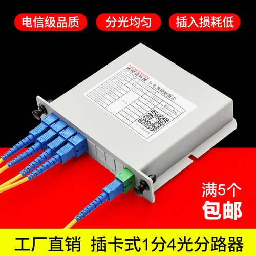 电信级plc插片式分光器1分4光纤分路器1比4插卡式sc/upc/apc盒