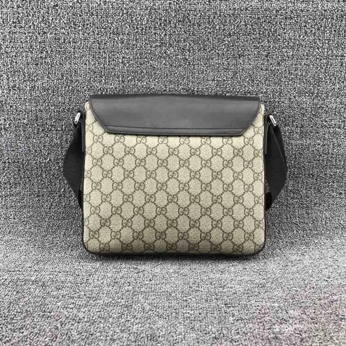 gucci 古驰男士双g帆布拼皮单肩斜挎包