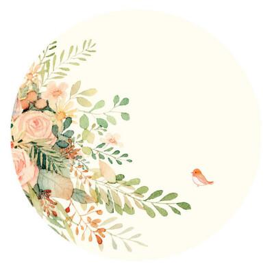 花草,水墨,封面,淡雅,唯美,插画,古风