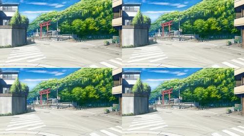 动漫十字路口背景场景