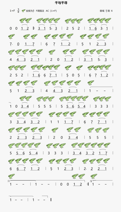 《千与千寻》陶笛曲谱