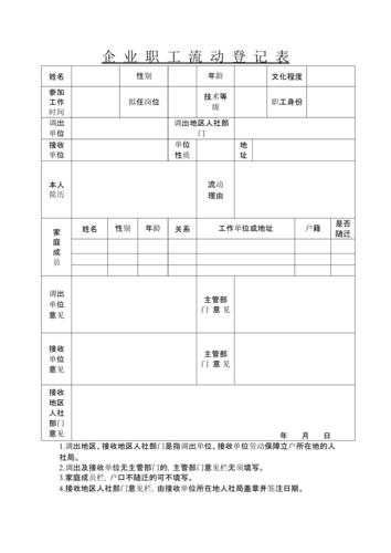 企业职工流动登记表教程文件