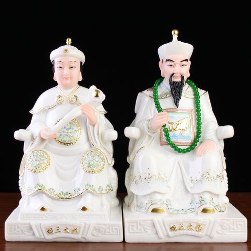 汉白玉胡三太爷神像胡三太奶神像胡三太爷太奶像居家摆件12英寸