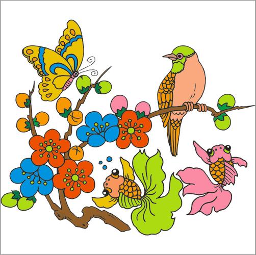花鸟鱼矢量图