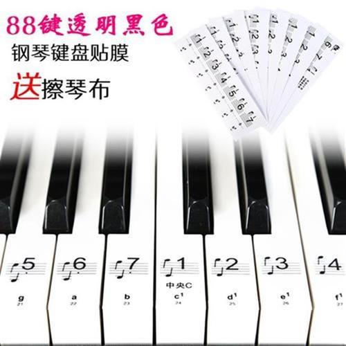 手风琴键盘图f琴炫盘钢琴键u彩贴纸88键61键透明钢 贴 电子琴按键