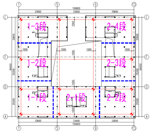 地上施工阶段建筑物控制网平面布点示意图