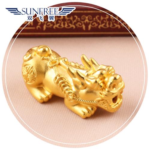 黄金足金貔貅手链_双飞翼3d硬金999足金黄金貔貅手链麒麟招财辟邪神兽