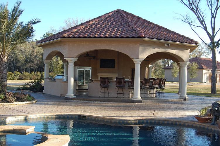 美式别墅装奢华水上亭子修效果图