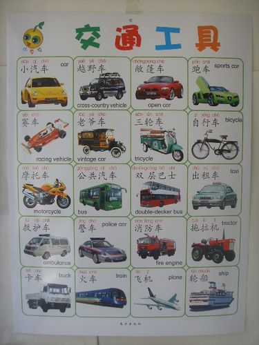 小豆豆启蒙教育双面挂图 世界名车 交通工具(两面)幼儿挂图