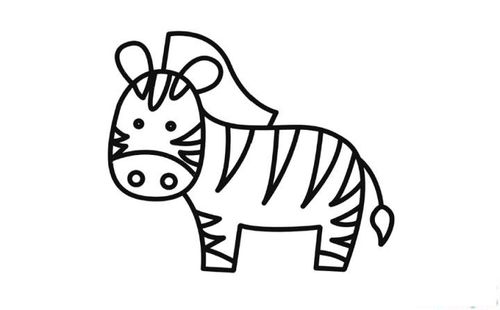 彩色斑马简笔画画法_怎么画彩色斑马的简笔画