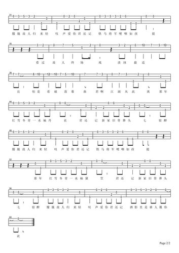 老九门片尾曲《典狱司》尤克里里单音指弹谱