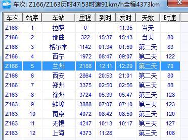 z166次列车几点到天水