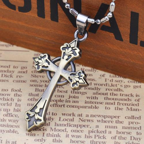 欧美时尚霸气个性十字架钛钢项链 男士配饰