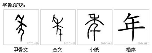1. 这就是"年"字从甲骨文到楷书的演变过程.