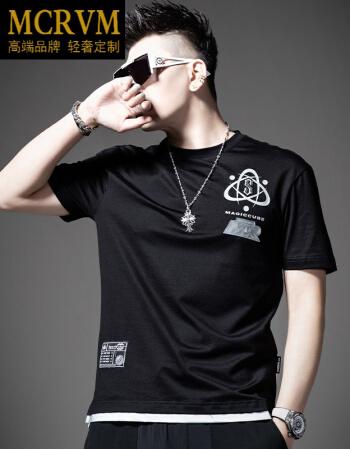 mcrvm国际品牌轻奢男装短袖t恤男潮牌2021夏季街头时尚印花上衣男士