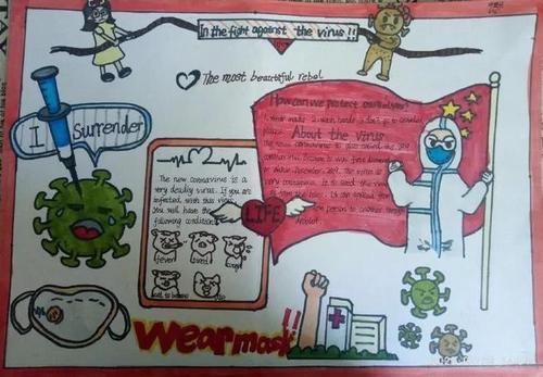 小学生疫情英语手抄报优秀绘画