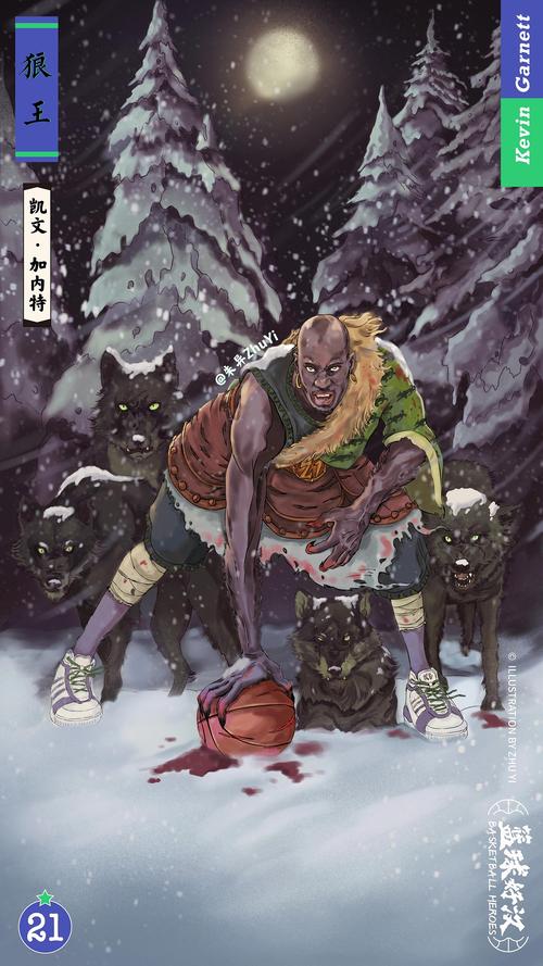 《篮球好汉》之 狼王 ——凯文加内特卡特|插画|商业