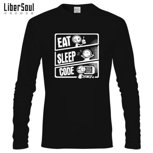 卡通潮流黑白图案libersoul程序员印花长袖