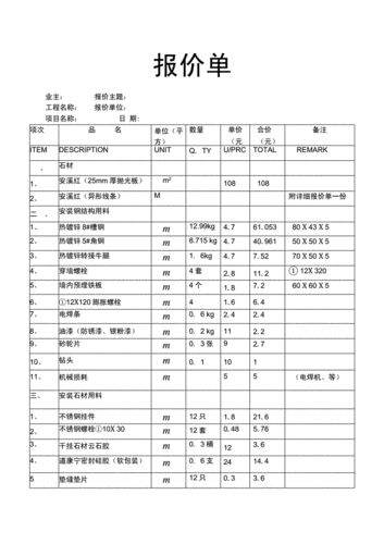 外墙石材干挂报价明细表-.docx 3页