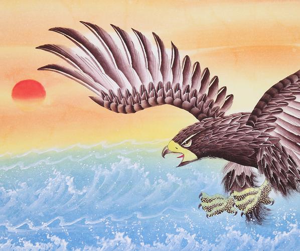 手绘国画精品雄鹰展翅四尺大展宏图办公室国画