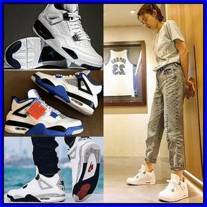 aj女鞋纯白白水泥哥伦比亚赛车蓝李维斯乔4白红白银镭射联名男鞋