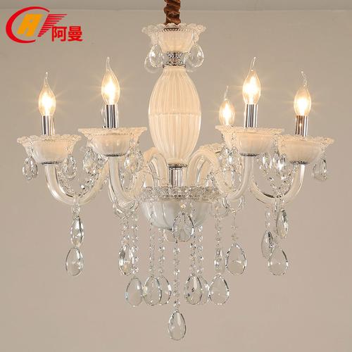 客厅欧式水晶吊灯豪华复式楼餐厅灯具现代简约卧室书房led蜡烛灯
