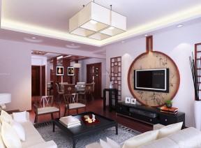 中式90平米小户型客厅简约装修背景墙设计效果图  1015