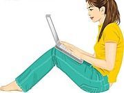 把手放在膝盖上向前的卡通人物