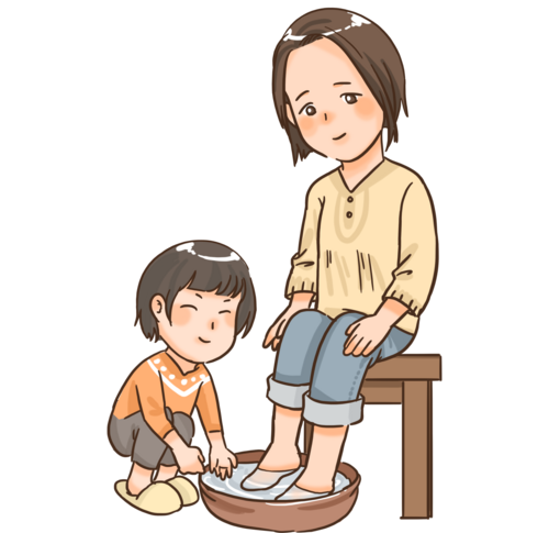 幼儿简笔画给妈妈洗脚 第2页