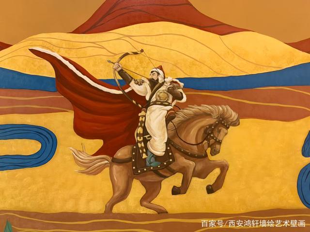 西安草原风蒙古火锅主题墙绘,让人大饱眼福