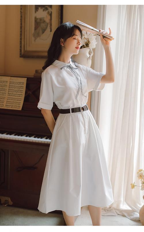 鸢夫人靓女夏装少女装大学生女生装初中高中学生小清新衬衫裙子女夏季