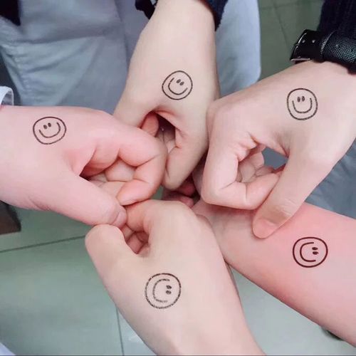 可爱笑脸纹身贴防水小清新男女黑白小图案权志龙同款