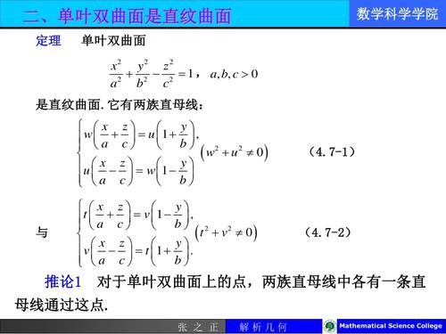 单叶双曲面与双曲抛物面的直母线