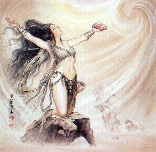 梁洁华人物画:女娲 nuwo