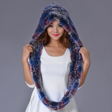 厂家批发定制獭兔编织帽子皮草帽韩版护耳帽风雪帽加厚保暖围巾帽
