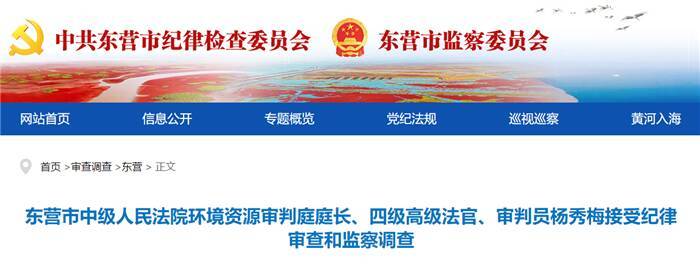 东营市中级人民法院环境资源审判庭庭长四级高级法官审判员杨秀梅接受
