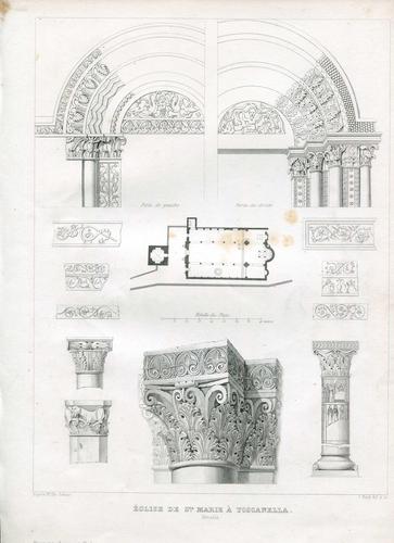 1850年《意大利toscanella的圣玛丽教堂》建筑图(共4幅) 30.5×22.