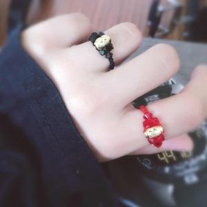 手工编织进口水晶s925纯银镀金转运珠戒指/指环本命年礼物女