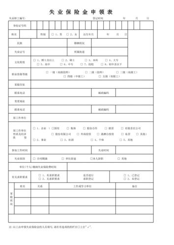 失业保险金申领表