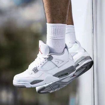 AirJordan4,Air Jordan 10 nike air jordan 4 aj4 男女同款 白奥利奥 白灰泼墨水泥 低帮休闲