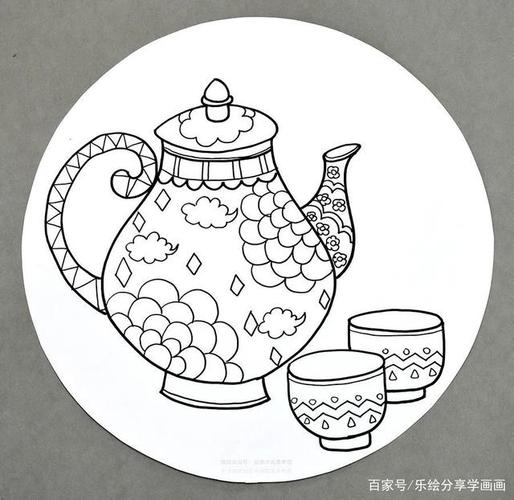 儿童画教程|水彩笔创意课程《美丽的珐琅彩茶具》