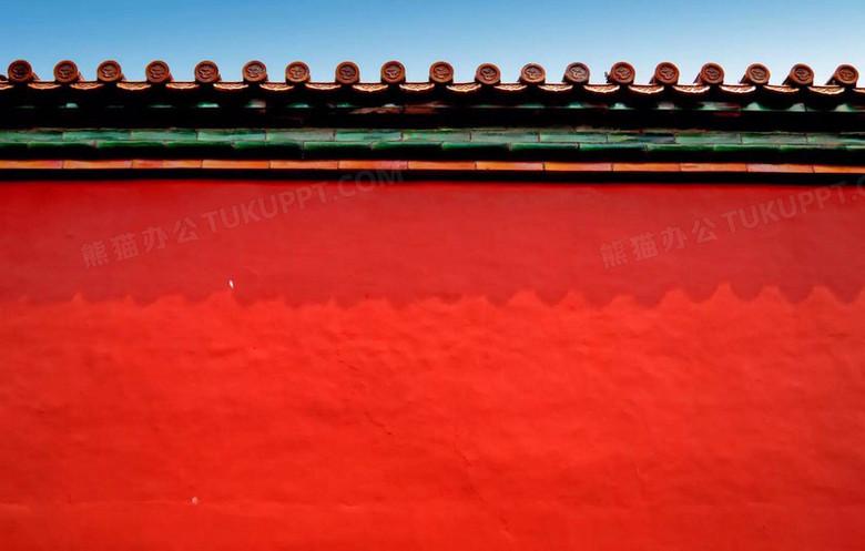 红色宫墙海报背景