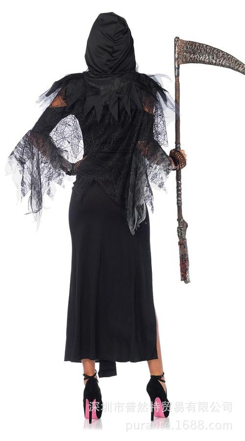 2016新款长款女巫恶魔服装角色扮演万圣节巫婆服黑夜幽灵游戏制服