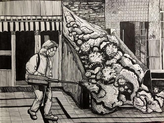 贵州民族大学2016级版画1班"抗疫"作品集