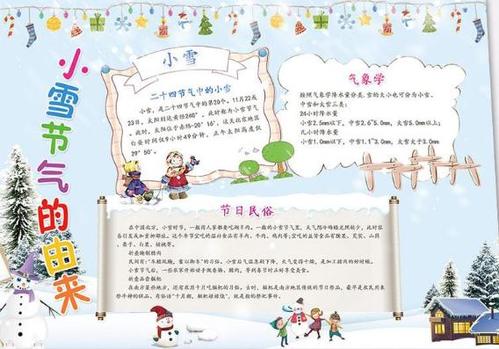 24节气之小雪的手抄报_2019小雪节气手抄报精美图片