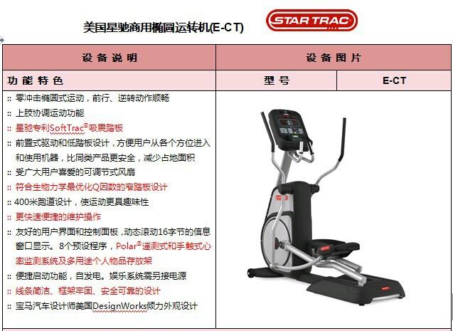 美国星驰startrac电脑程式全功能椭圆机e-ct