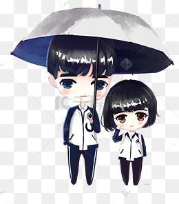 雨天打伞的情侣头像