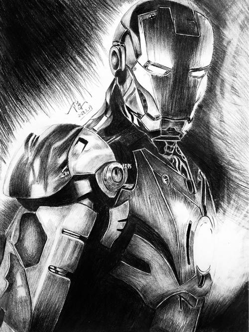 素描钢铁侠临摹(有线稿)_临摹_素描_钢铁侠_叁间画室艺术中心攻略