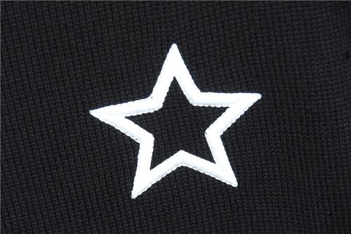 黑色净版五角星印花男式毛衣2017秋季新款欧美圆领套头星星针织衫