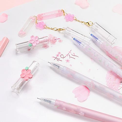 风景正品 樱花系列直液式可擦笔小学生2-6年级可爱萌磨擦笔少女心摩易